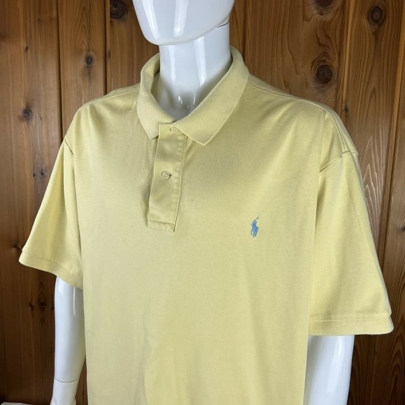 Polo Ralph Lauren Men's 3XB Big Short Sleeve Polo Style Shirt Yellow Pony Cotton - Picture 3 of 9